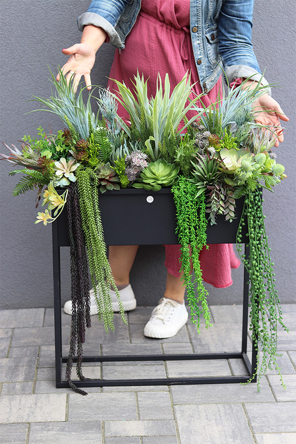 Asia Modern Resato 2, sukulenty w donicy na stojaku