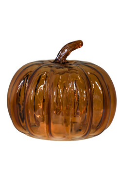 Glass Pumpkin LED, dekoracyjna dynia szklana, brąz, wym.15x15.5cm