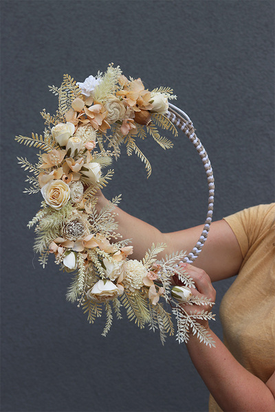 Boho Lusille Slim, wianek na drzwi na obręczy