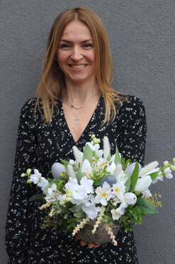 Qurka Wielkanocna, stroik wielkanocny z kurami, wym.23x36cm