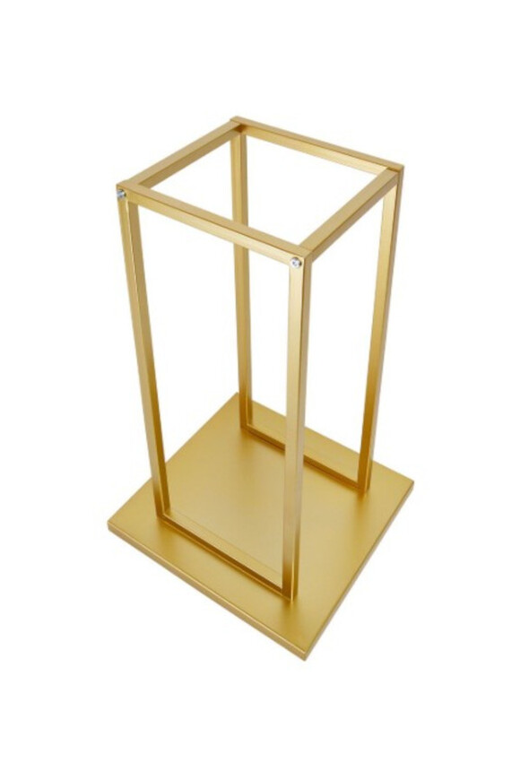 Goldi, postument / kwietnik / stojak złoty na drewno / kwiaty, wym.33x33x59cm