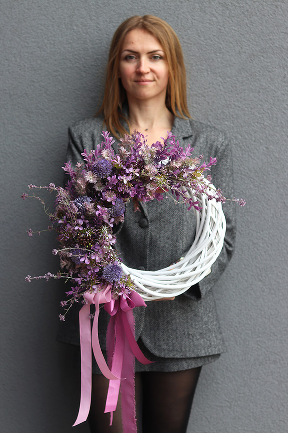 Violet Boho, asymetryczny wianek na drzwi