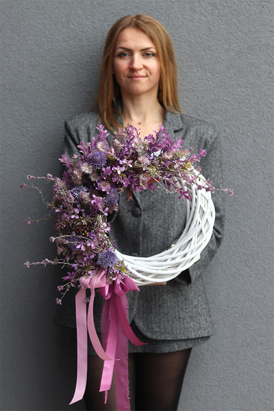 Violet Boho, asymetryczny wianek na drzwi