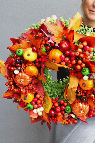 jesienny pomarańczowy wianek, Radość