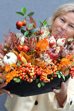 Premium Moko Autumn, jesienna kompozycja kwiatowa, wym.33x56cm