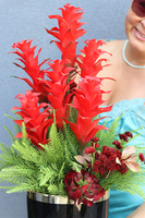 Bromelia Red, sztuczna roślina w doniczce