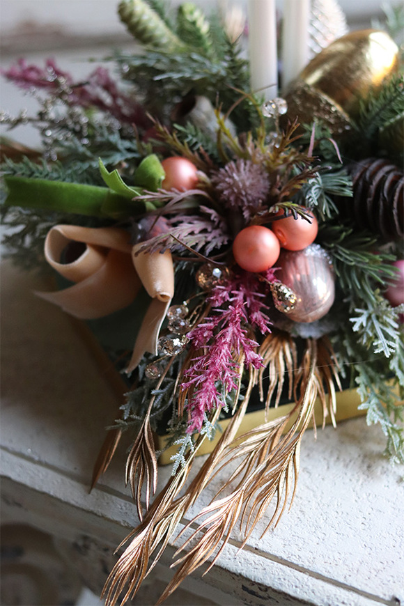 atrakcyjny świąteczny stroik, Pink House, wym.34x39cm 