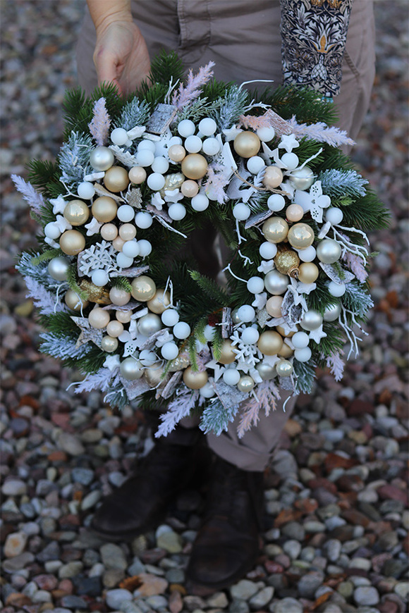 świąteczny wianek, White Christmas, śr.40cm 