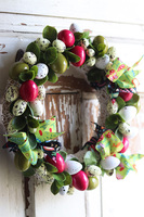 Egsy, wielkanocny wianek z kolorowymi jajkami, śr.32cm