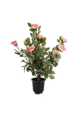 Róża, sztuczna roślina w osłonce, różowy, wys.64x40x40cm