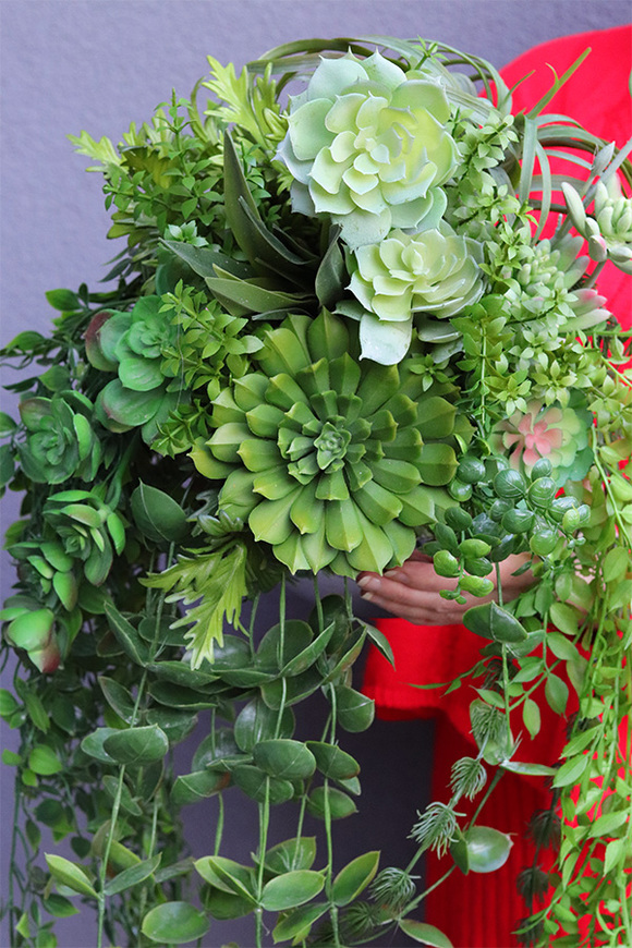 Green Evo, kompozycja sukulenty w lustrzanej donicy