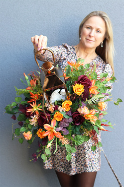 Angelo Garden Autumn, lampion nagrobny z kwiatami, wys.46cm