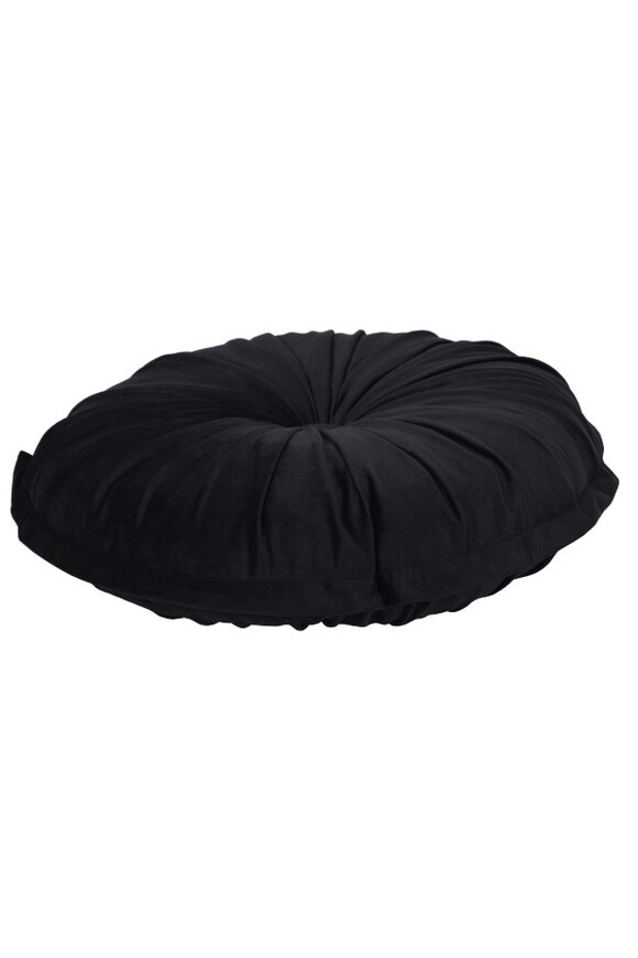 Velvet Button, poduszka dekoracyjna, czarna