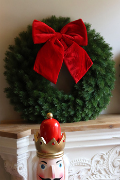 Klasyczna Czerwień Na Święta, wianek z kokardą, śr.60cm