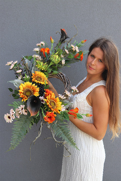 jesienny wianek Słonecznikowy, dł.105cm 