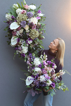 Fioleti 2, komplet dekoracji nagrobnych, wiązanka + bukiet 