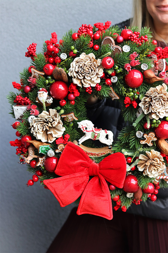 Holly Jolly Christmas, świąteczny wianek na drzwi	