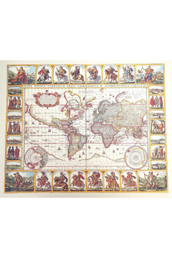 Nova Totius Terrarum, stara mapa świata - N. I. Piscator, wym.56x45cm