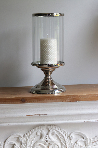 Glamouria, szklany świecznik na metalowej nodze