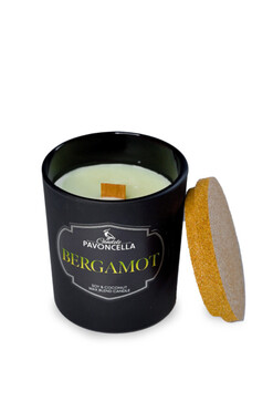 Bergamot, sojowo-kokosowa świeca zapachowa w szkle, czarna, 135g