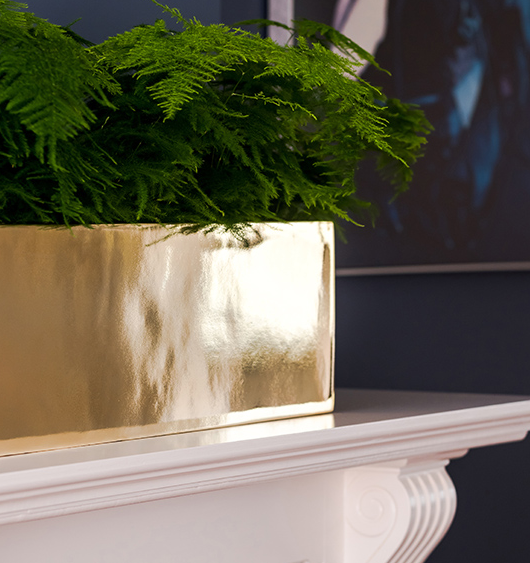 Goldie, atrakcyjna prostokątna donica / osłonka, kolor złoty, wym.80x20x20cm