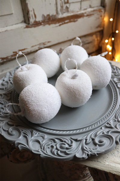 Śnieżne Jabłka, komplet 6-ciu zawieszek