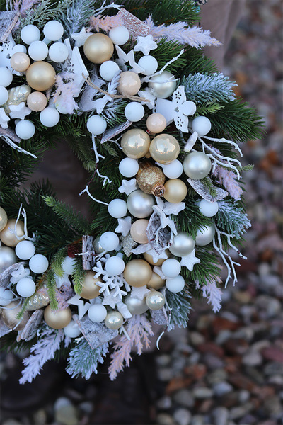świąteczny wianek, White Christmas, śr.40cm 