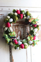 Egsy, wielkanocny wianek z kolorowymi jajkami, śr.32cm