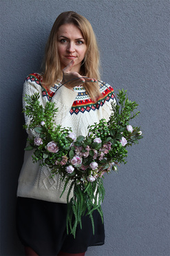 Subtelle Dekorana, kwiatowy wianek na drzwi na obręczy, rozp.47cm