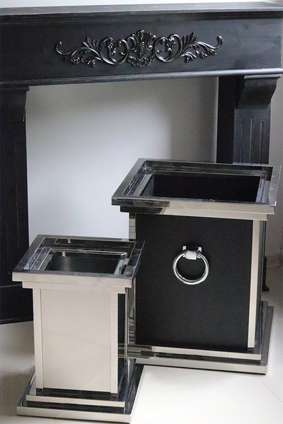 Royal Silver, metalowa donica z półką