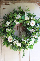 biały wianek na drzwi, Spring Wreath, śr.56cm 