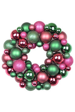 wianek bożonarodzeniowy Bombki Pink & Green 2, śr.45cm