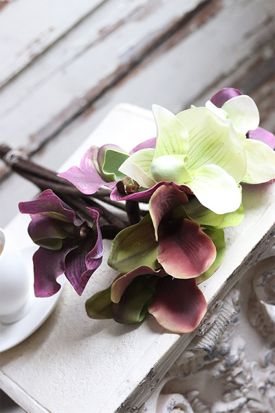 bukiet gumowych storczyków, Mila, 7szt, dł.50cm