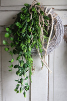 Chmielowy, zielony wianek na drzwi, śr.30cm