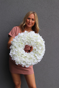 Hortensja Bianca, wysokiej jakości wianek z hortensji, śr.40cm 