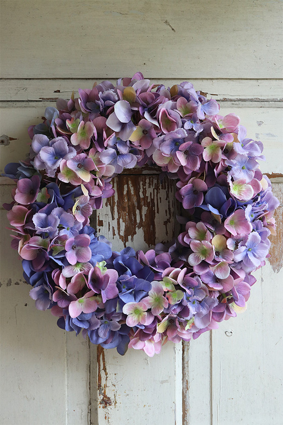 bogaty wianek z fioletowych hortensji, Fioletasso, śr.35cm