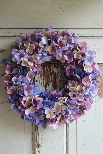 bogaty wianek z fioletowych hortensji, Fioletasso, śr.35cm