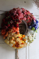 dekoracyjny wianek na drzwi, Tęczowy Ogród 2, śr.42cm