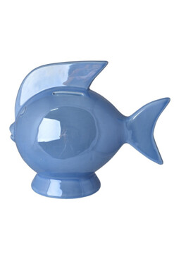 figurka marynistyczna Ryba - Skarbonka F, błękitny, wym.14x7.5x13cm