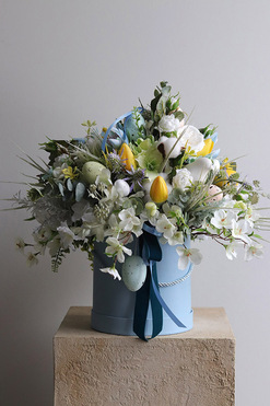 Blue Easter, flowerbox wielkanocny, wys.45cm