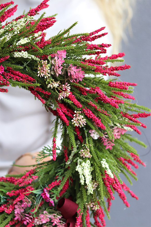 Dekoratornia 3, jesienny wianek z wiśniowymi wrzosami