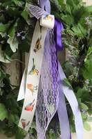 Fioletowa Mgiełka, zielony wianek z kwiatami