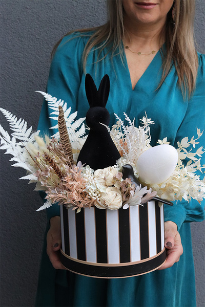 Beige Boho Big, wiosenny flowerbox z zajączkiem