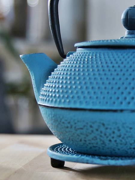 Awaji, żeliwny zestaw do herbaty, turkusowy