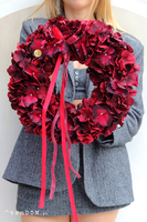 Hortensje Bordo, wianek na drzwi z hortensji