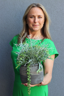 Memo, kompozycja sukulenty w donicy etno, wys.36cm 