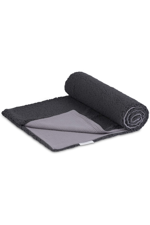 Comfy, muślinowy pled dwustronny ze sztucznym futerkiem, rekin