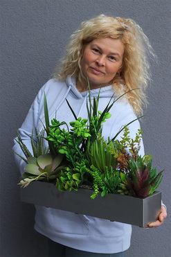 Suculenti Steel Modern, sukulenty w stalowej donicy, wym.47x50cm 