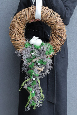 Zajęcza Łąka, wianek dekoracyjny z zajączkiem, śr.40cm 