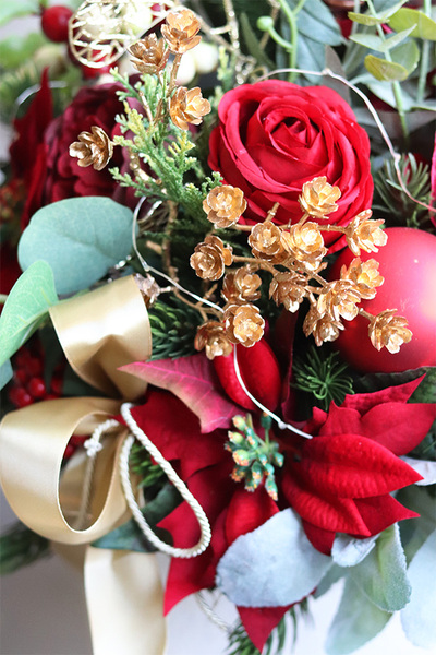 Czerwień Świąteczna, flowerbox bożonarodzeniowy, wys.42cm 